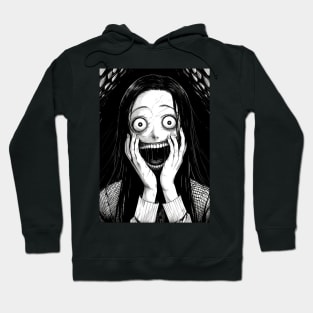 Creepy manga girl horror frightening Hoodie